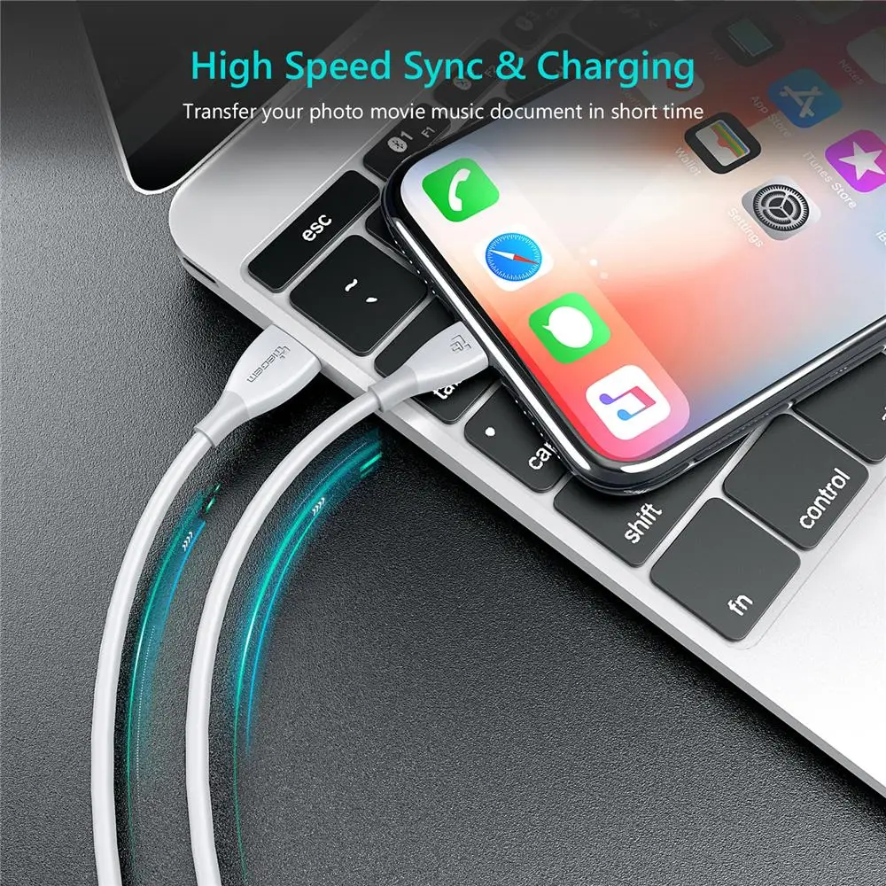 TIEGEM USB зарядный кабель для iPhone X, 8, 7, 6, 6s Plus, 2A, быстрая зарядка, USB кабель для передачи данных для iPhone 5, 5S, SE, iPad, кабель для мобильного телефона