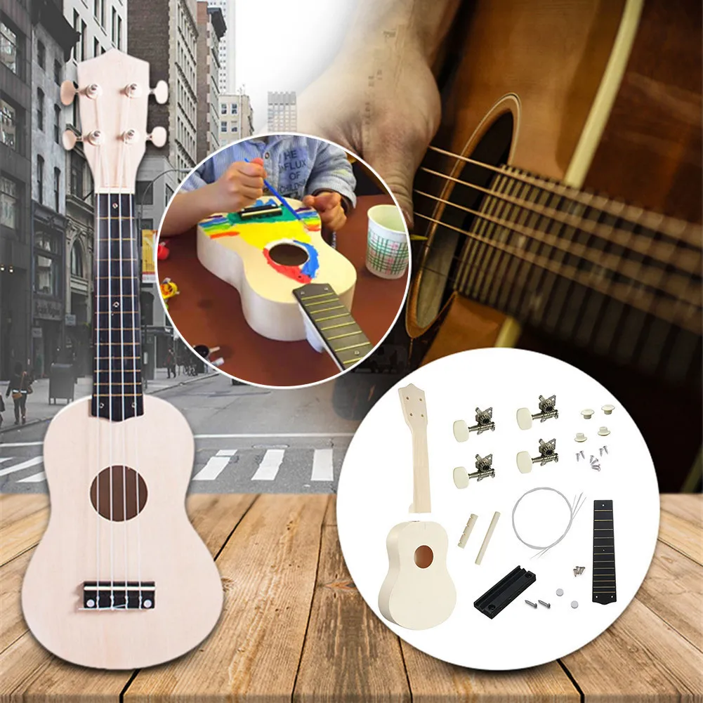 21 дюйм(ов) DIY Гавайские гитары укулеле Малый Гитары комплект DIY Гавайские гитары укулеле Музыкальные инструменты упаковка с Гавайские гитары укулеле Интимные аксессуары DIY музыкальный набор