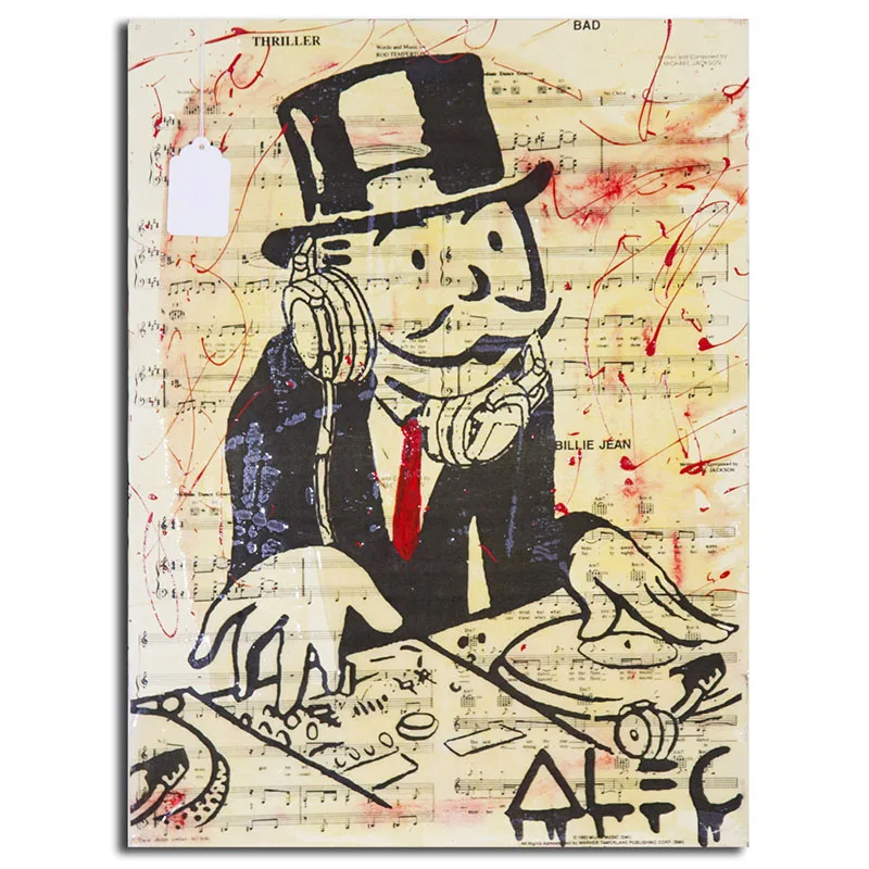 AM001 Алек Monopolyingly Wall Art Холст Картина уличный художник Скрудж макдак знак доллара статуя изображение для Гостиная Home Decor - Цвет: AM001