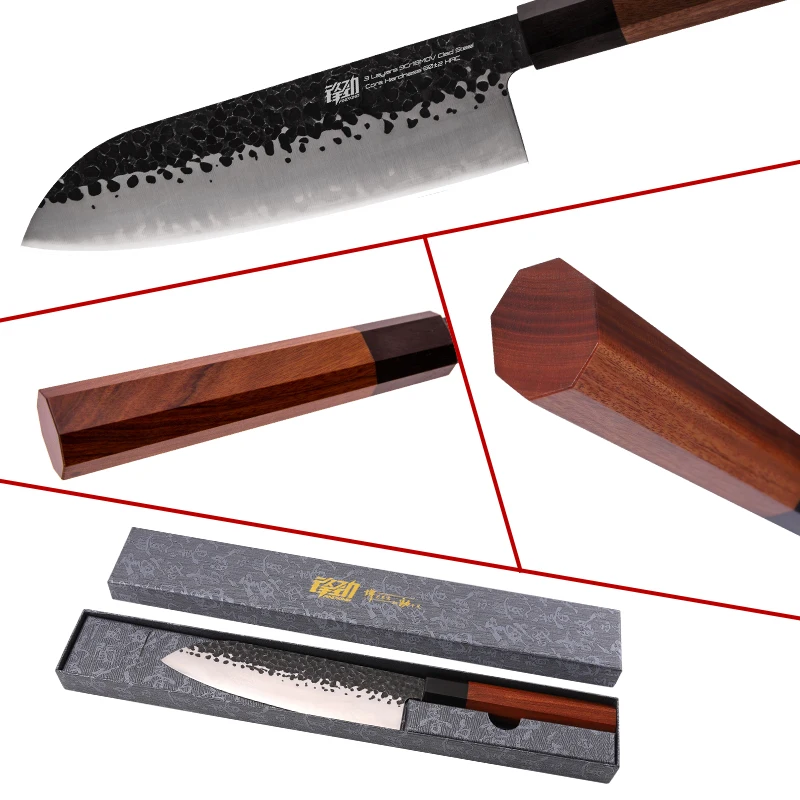 FINDKING 7 дюймовые ножи santuko стальные японские профессиональные Восьмиугольные для