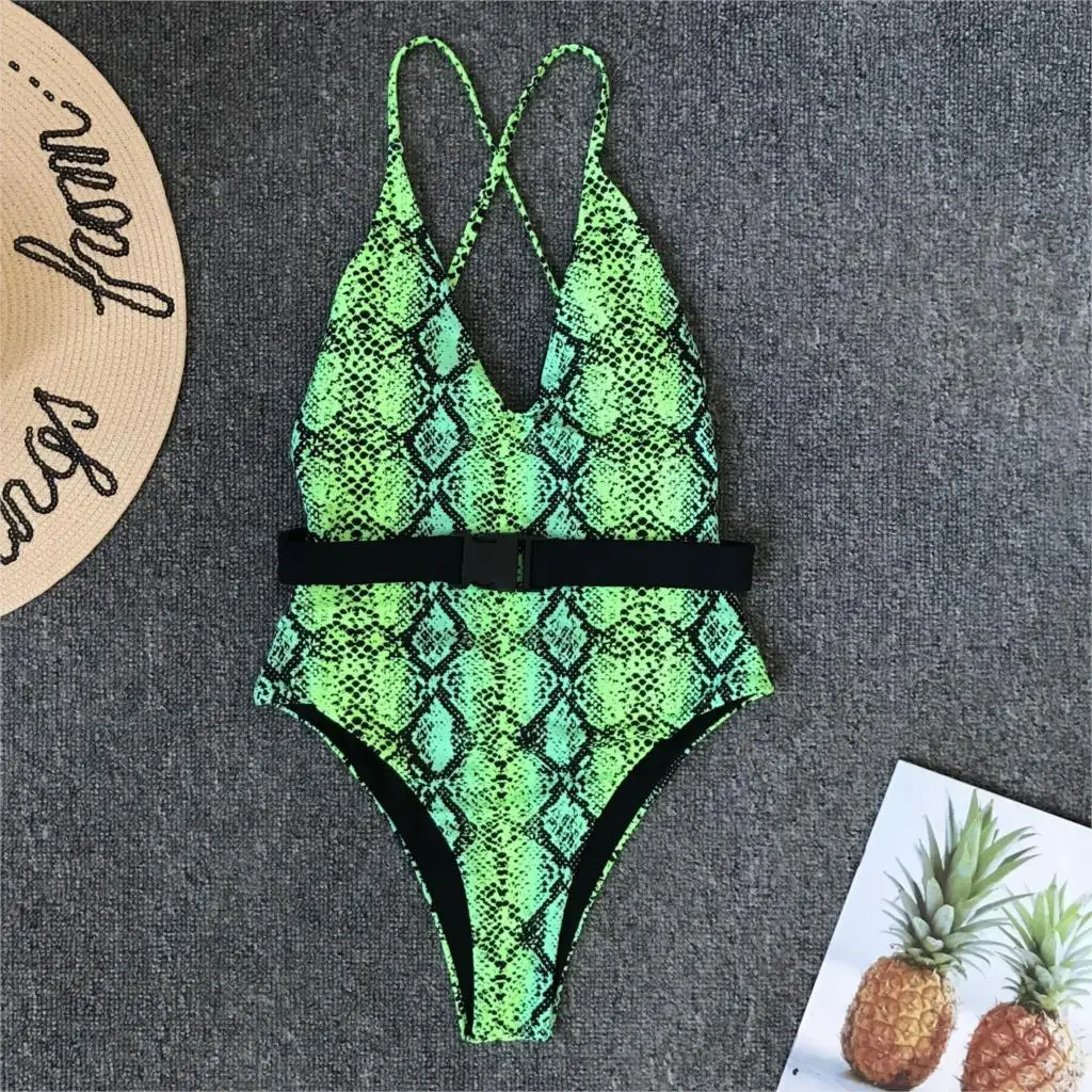 Купальник Maillot De Bain Femme с серпантином сексуальный пояс высокой талией Цельный