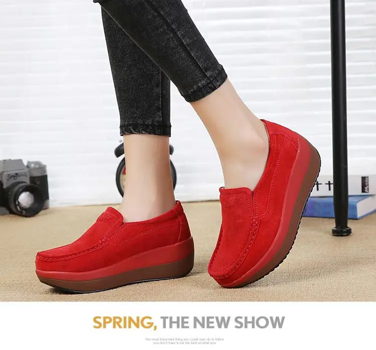 Platform shoes woman fashion sneakers women genuine leather casual women shoes round toe Loafers ladies flat shoes women