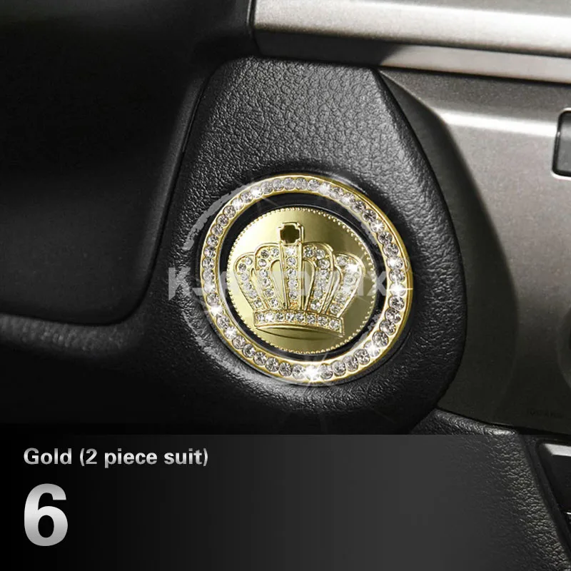 6.Golden KJAUTOMAX Кристальное украшение для LEXUS GS300 200T300H 450H кнопка запуска двигателя логотип инструмент Outle наклейка кольцо-часы - Название цвета: 6.Golden