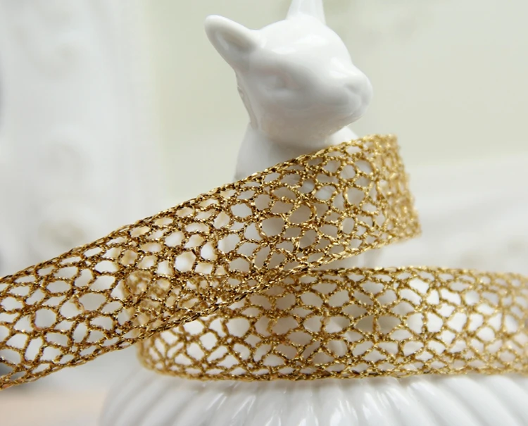 

2016 New 20M/ Lot Golden Silk Lace DIY Accessories Hair Bow Decoration