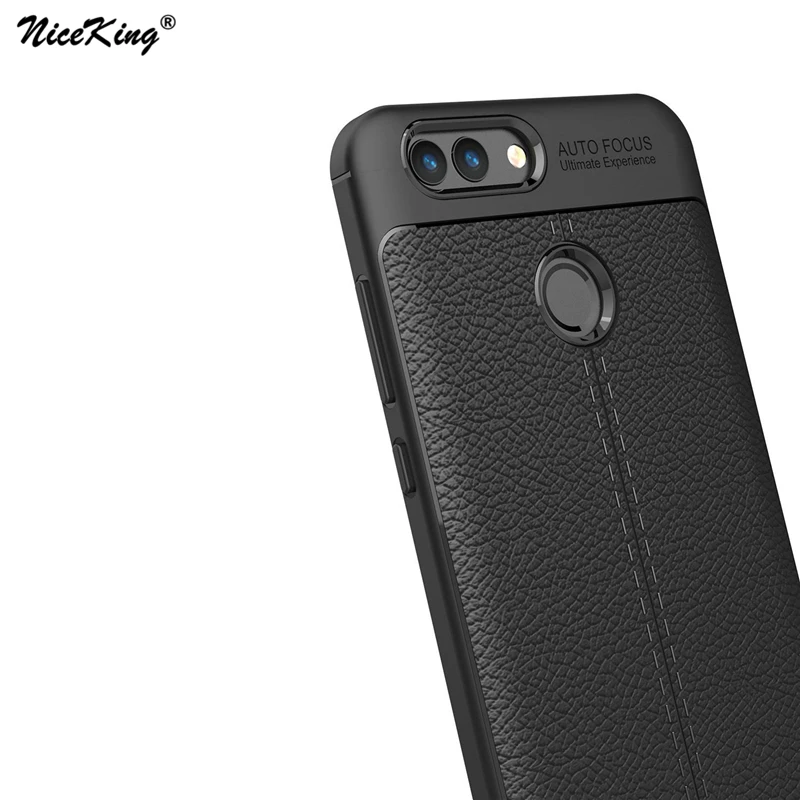 NiceKing Litchi Pattern Soft TPU Case For Coque Huawei Nova 2 Silicone Luxury PU Leather Cover Nova2 |