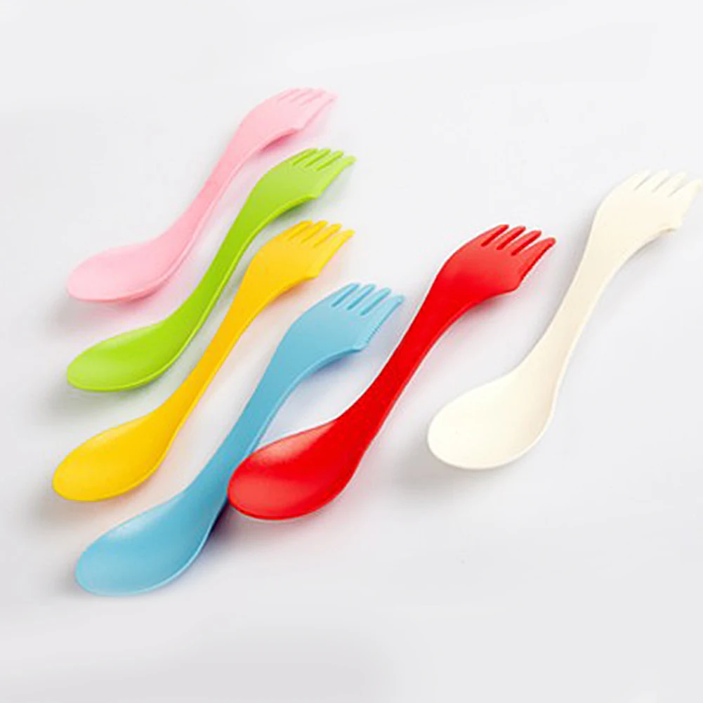 6 разноцветная Ложка Вилка Открытый Отдых Пеший туризм посуда ложка-вилка гаджет