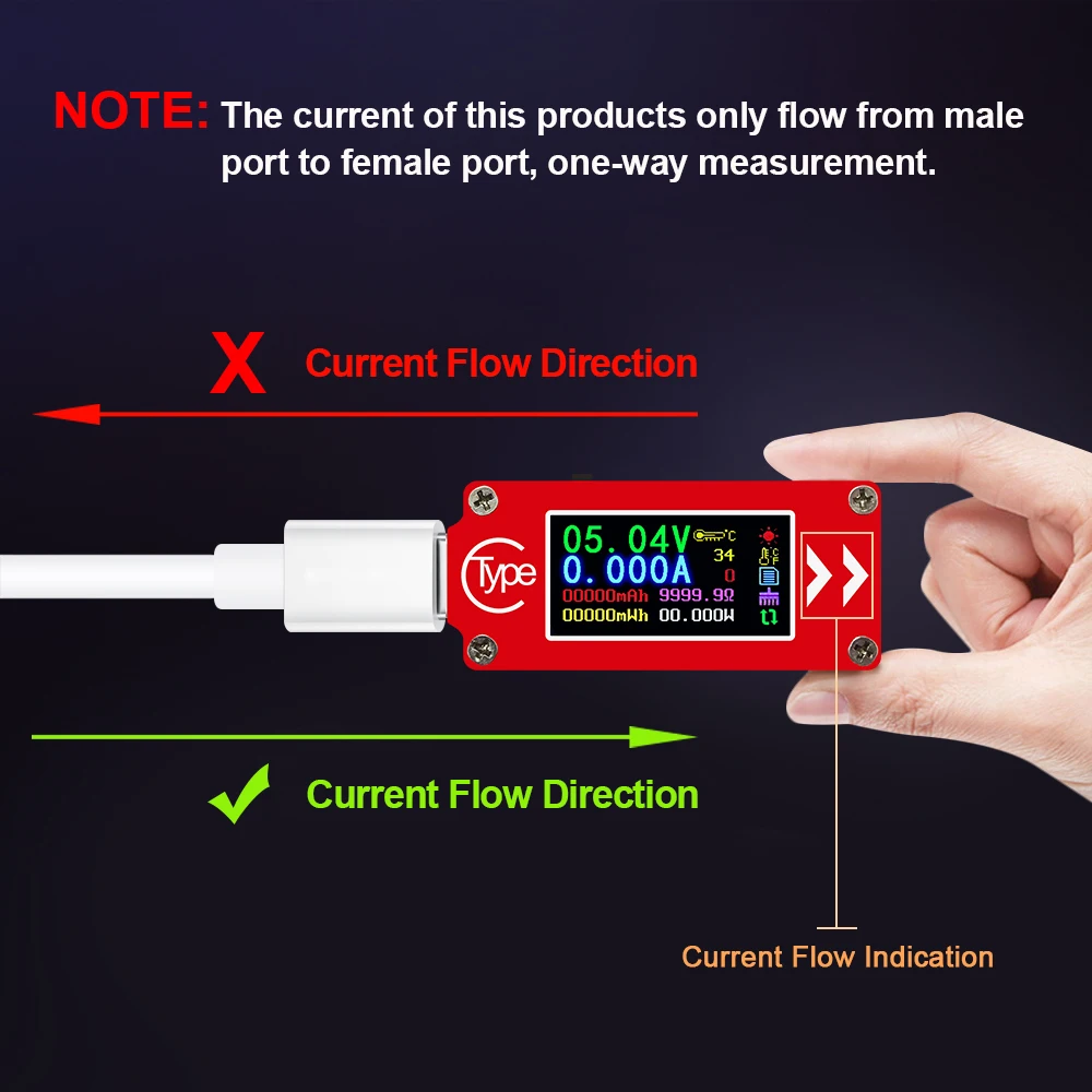 TC64 тип c цветной ЖК дисплей USB Вольтметр Амперметр Напряжение измеритель тока