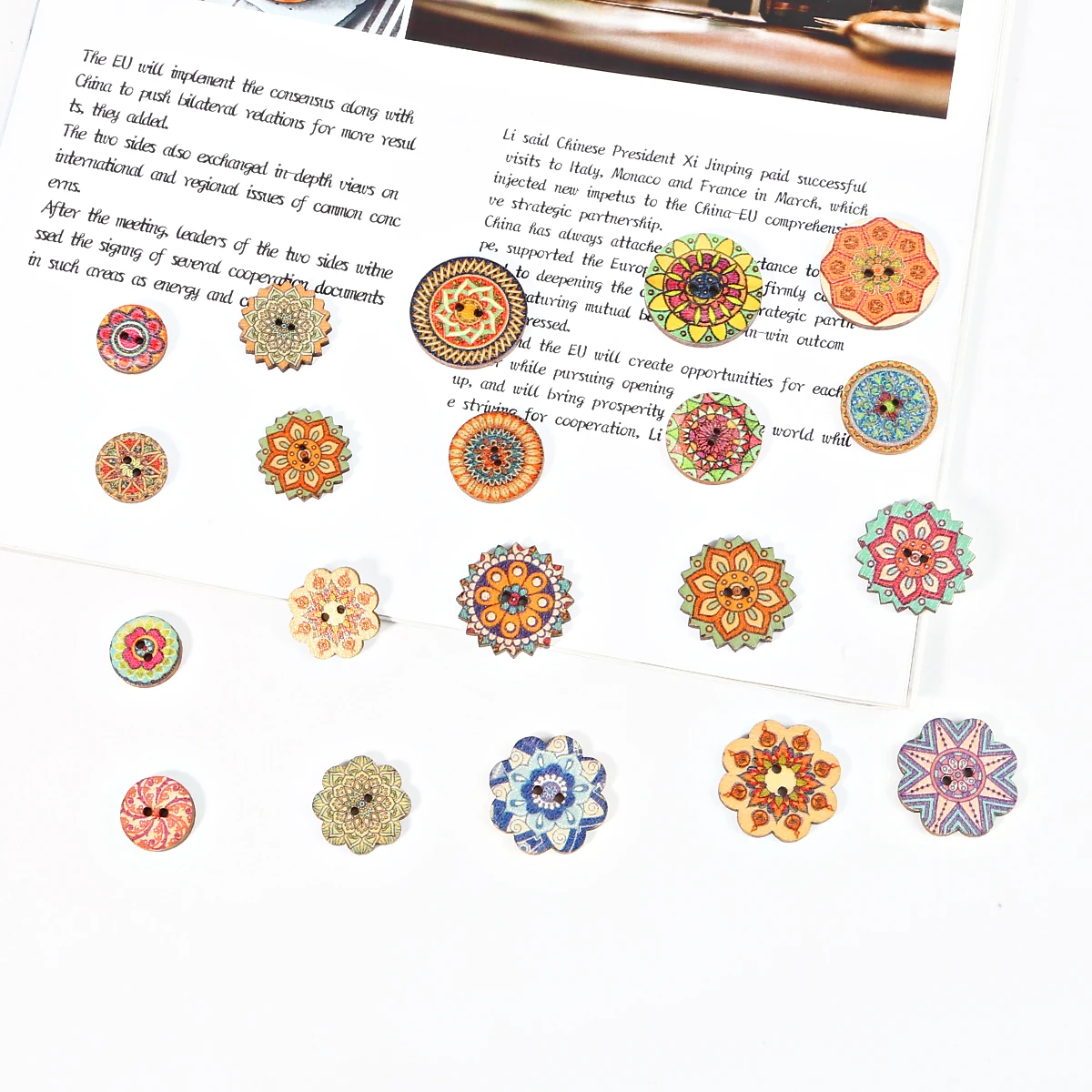 50pcs 15/20/25mm Natural Wooden Buttons Round Gear Spiral Sewing Button Scrapbooking 2 Holes Accessories For DIY Baby Pacifier