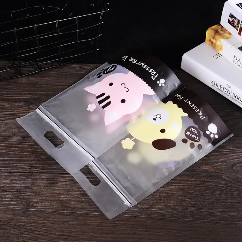 100 шт милый мультфильм пластиковые печенья конфеты мешок для упаковки хлеба с