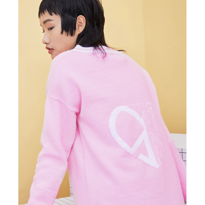 women fashion V-neck hole sweater female loose heart-shaped set of sweet SHSW5233 | Женская одежда