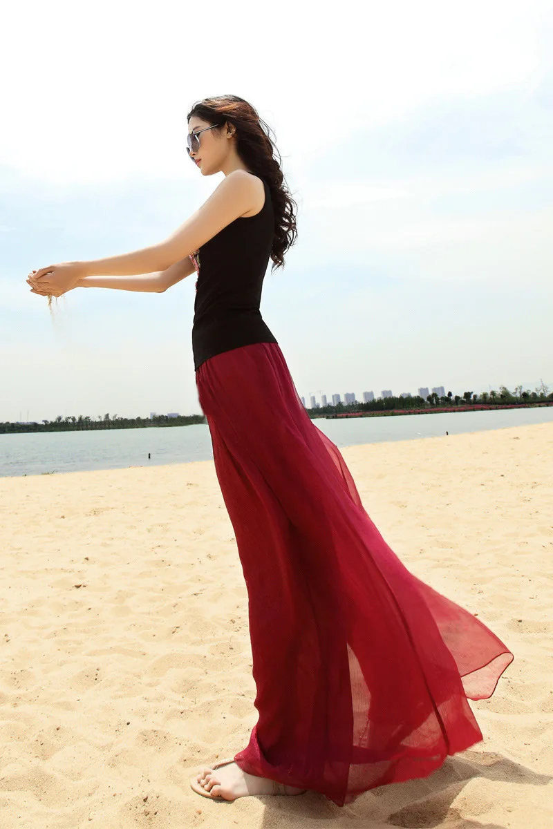 Женские шифоновые брюки с широкими штанинами блестящие пляжные размера плюс в