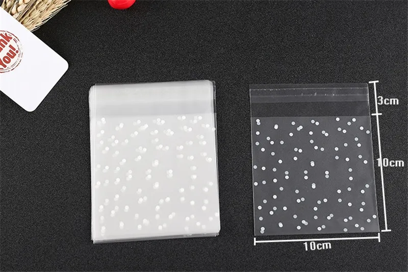 25pcs White Dot Transparent Opp Bags Matt Self-Stick Gift Candy Bag Jewelry Packing Pouches Biscuit Food Package Packaging