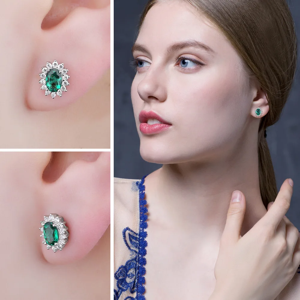 Jewelrypalace Овальный 2.5ct создан Изумруд Серьги 925 серебро серьги для Для женщин
