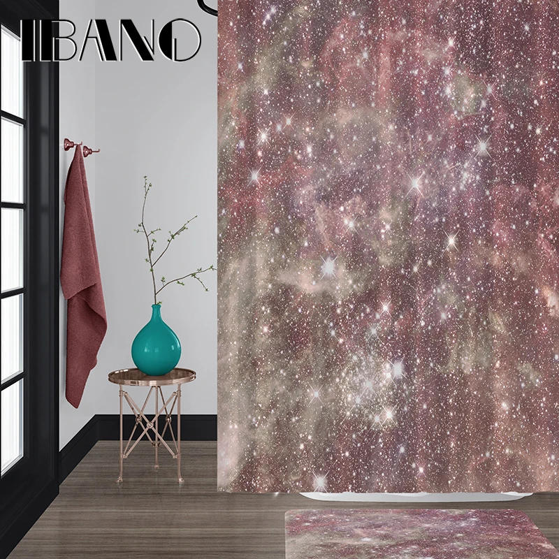 

IBANO Universe Design Shower Curtain Waterproof Polyester Fabric 180x180cm Bath Curtain 40x60cm Mat For The Bathroom Curtain