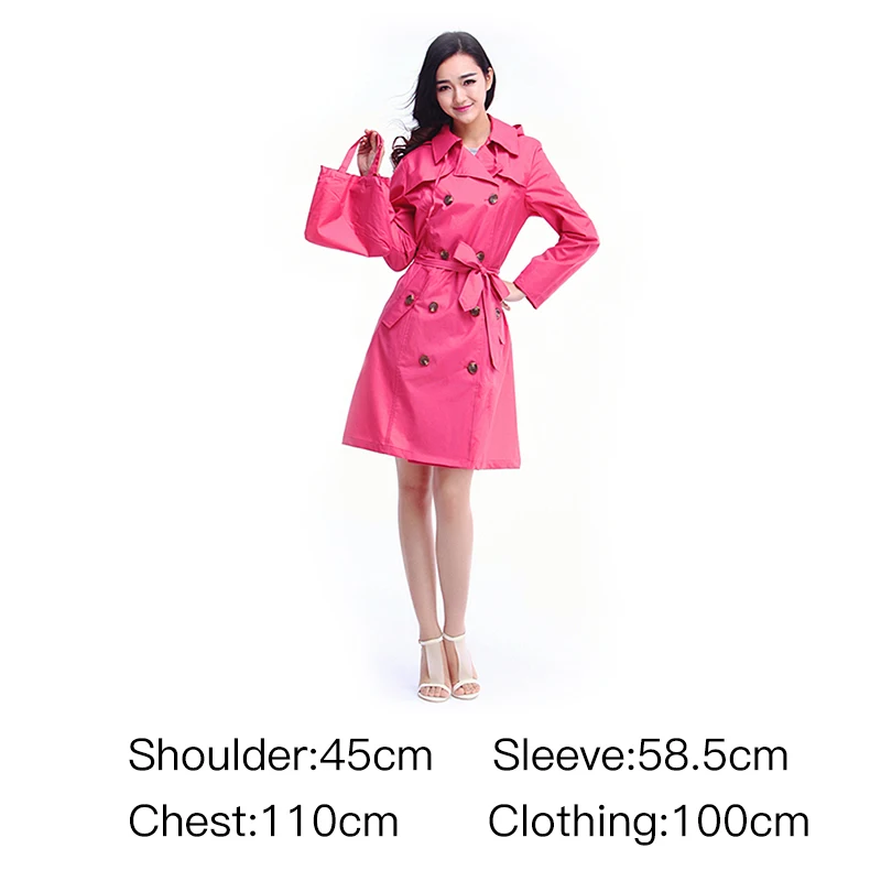 

Fashion Rainwear Women Thin Poncho Ladies Waterproof Long Slim Raincoat Adults Rain Coat With Belt 3 Color