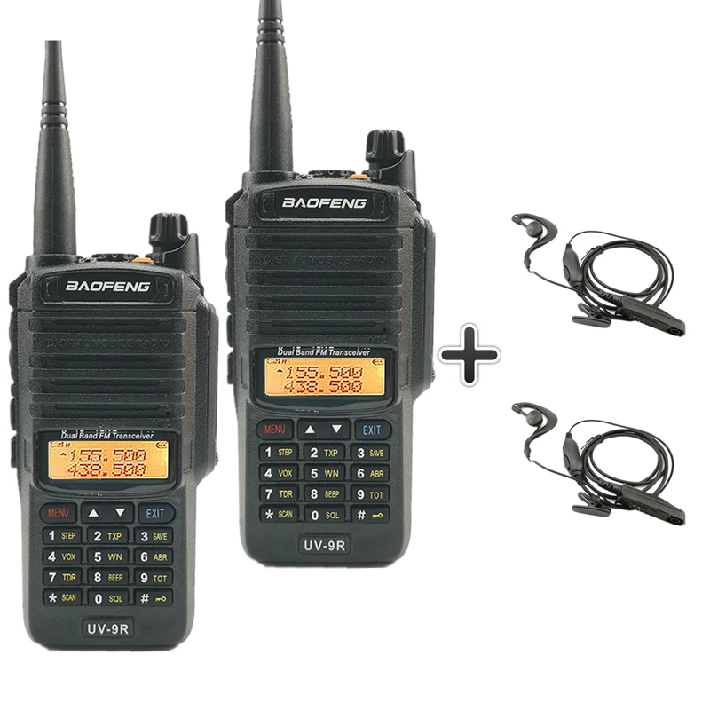 Add 2 headset 2 шт. Baofeng UV-9R пыле иди и болтай Walkie Talkie “иди и IP67 Водонепроницаемый любительской радиостанции УФ 9R двухстороннее радио CB Ham UV9R дальность 50 км - Цвет: Add 2 headset
