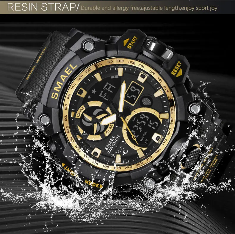 Военные часы, набор, relógio masculino, водонепроницаемые, 50 м, секундомер, часы с оранжевым браслетом, наборы 1802, 1545C, мужские часы, люксовый бренд, светодиодный