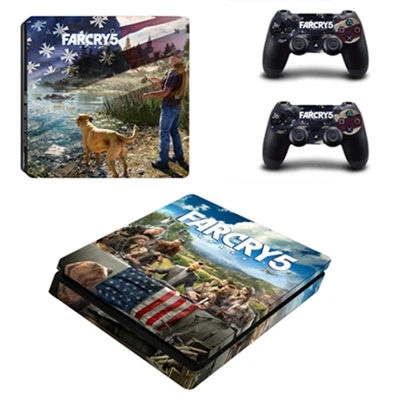 Наклейки для Playstation 4 PS4 SLIM консоли контроллеры виниловые наклейки Кожа Play станция 4 тонкий Чехол протектор Far Cry 5 - Цвет: YSP4S2190