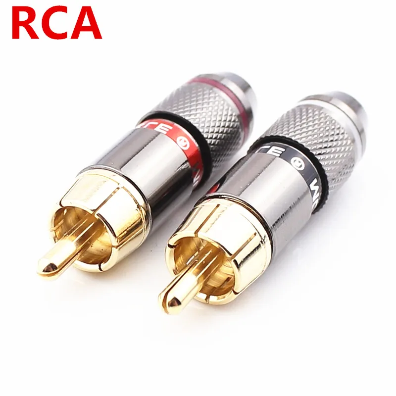 1pice RCA pulg разъем позолоченный медный усилитель предусилитель аудио кабель Динамик для 6 мм кабель