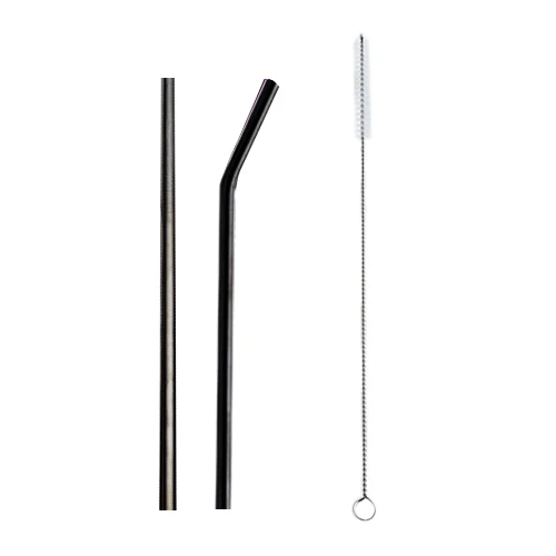 Colorful Reusable Stainless Steel Drinking Straws Spoon Tea Filter Coffee Beer Carbonator Stirring Tools Drinkware Accessories - Цвет: C Straw Black