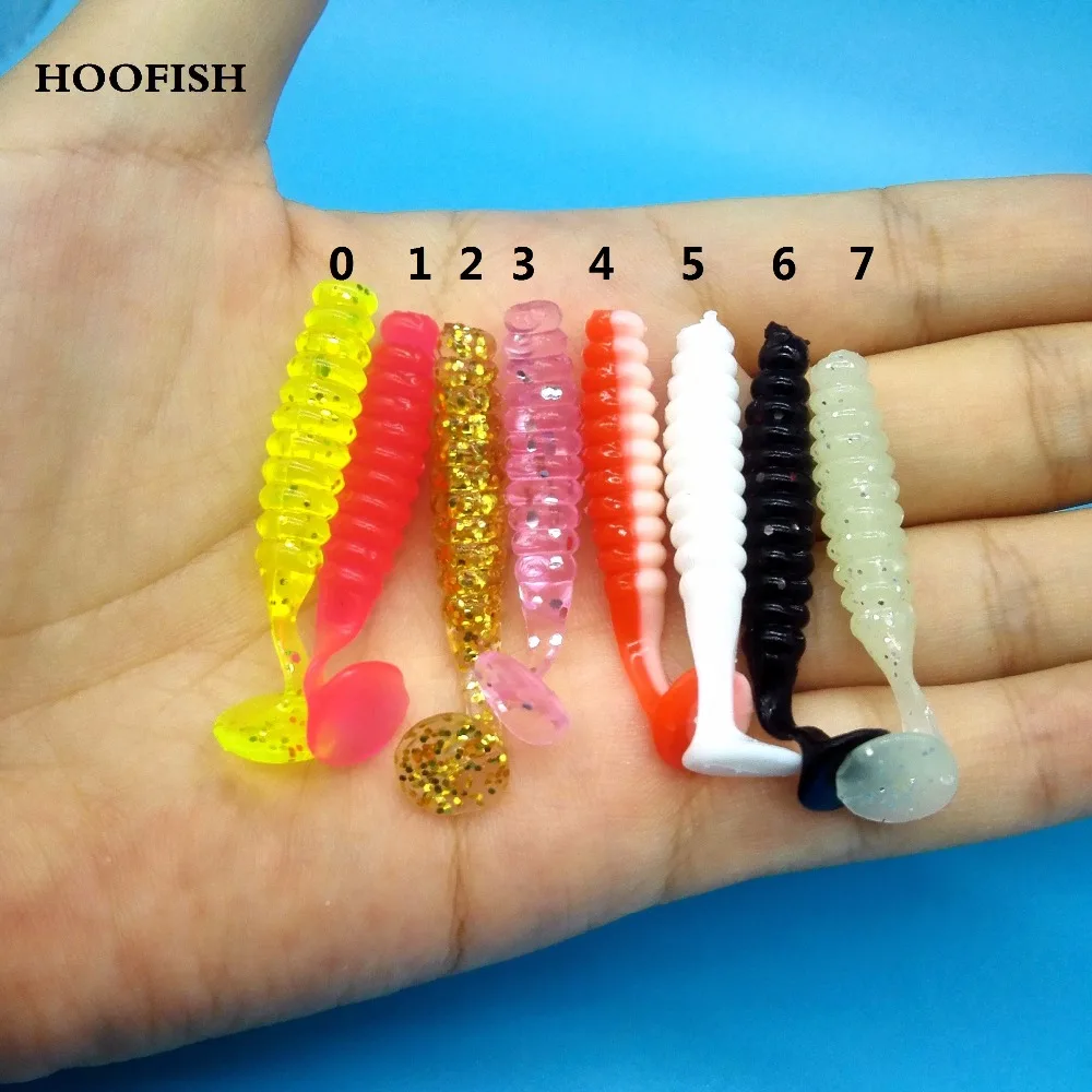 HOOFISH 30 шт./лот Мягкая приманка, червь, плавающая приманка, 1 г/4,5 см 8 цветов искусственная приманка головная Мягкая приманка рыболовные приманки