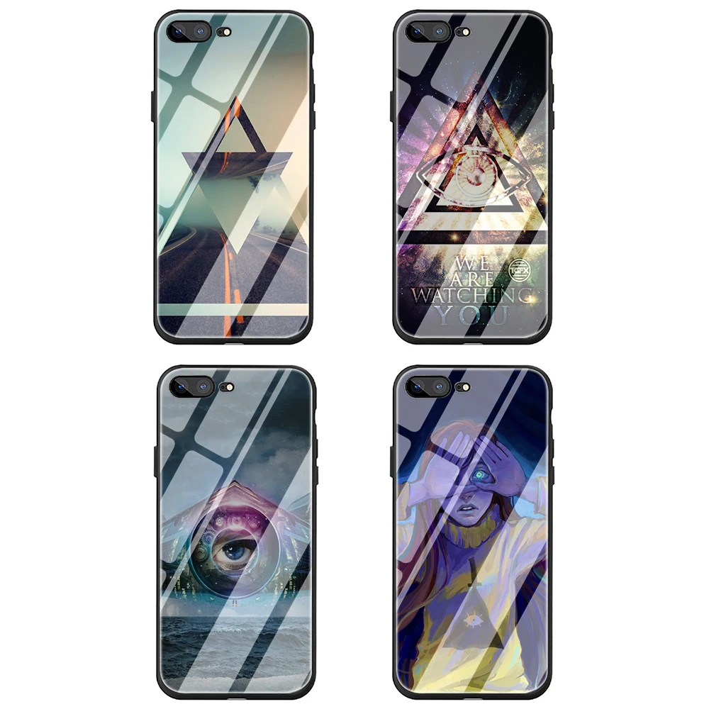 Тонкий чехол для телефона из закаленного стекла pyramid eye symbol illuminati iphone SE 2020 5 5S 6 6S Plus
