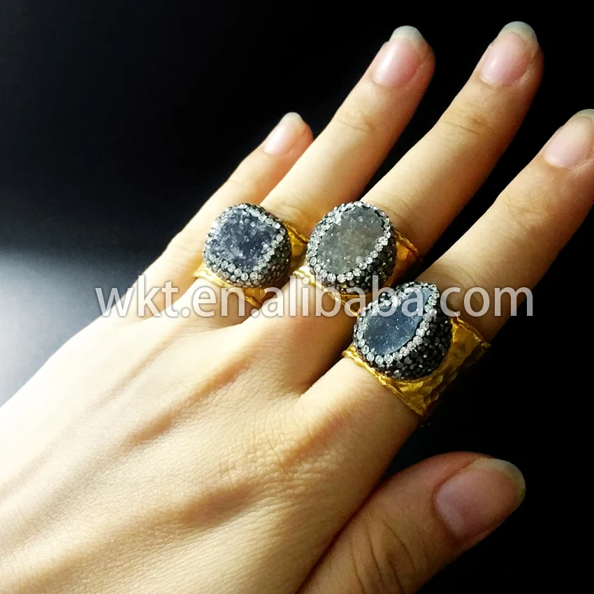 Эксклюзивные женские модные кольца Друза с инкрустацией фианитами сверкающие