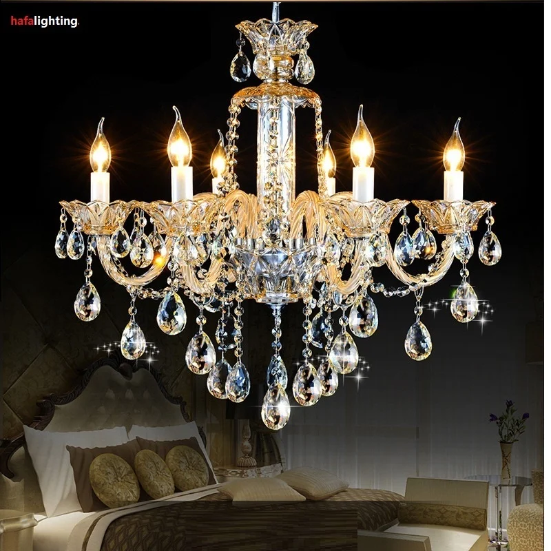 Candelabro de iluminación de cristal moderno, Exportación K9, vela de cristal para lámpara de araña, candelabro de sala de estar, Villa de cristal