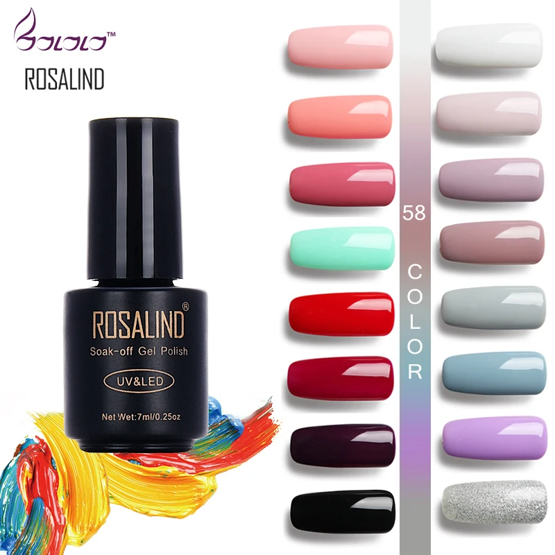 ROSALIND 7 мл горячая Распродажа 58 цветов полный набор Гель-лак для ногтей дизайна лак