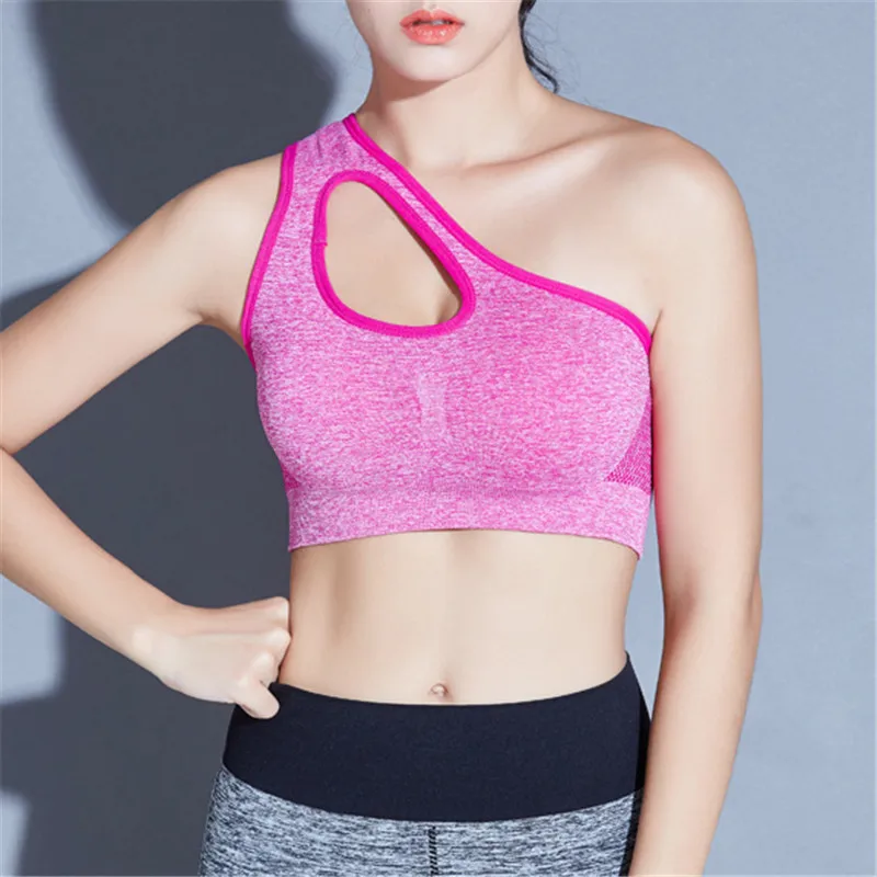 2019 сексуальный цельный спортивный бюстгальтер для женщин на одно плечо