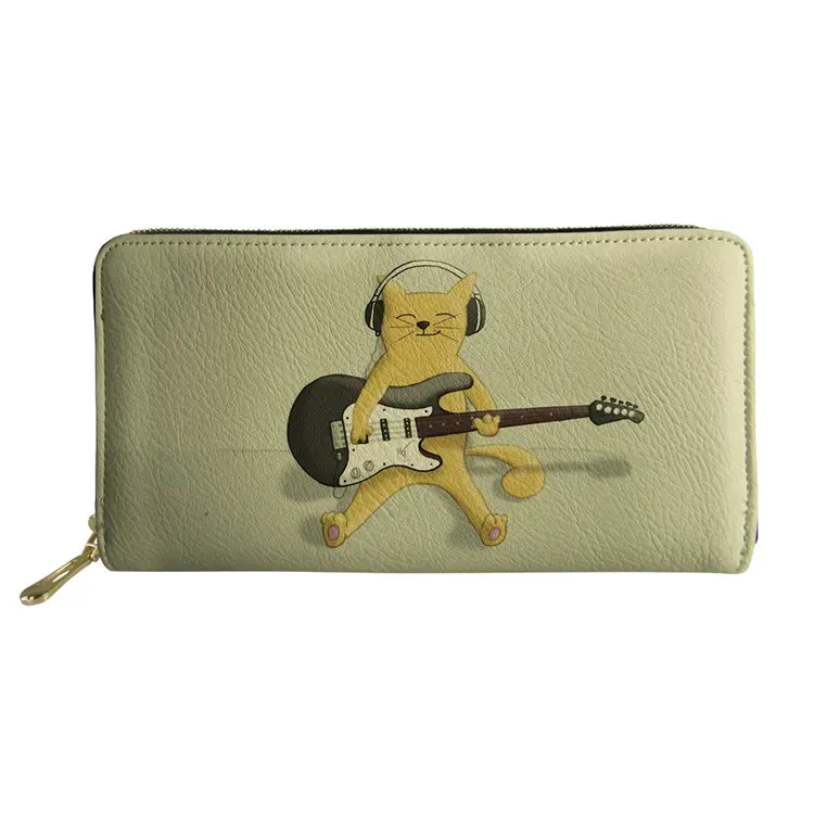 LMXL0603Z21 NOISYDESIGNS Kawaii кошелек на молнии с мультяшным котом и музыкальной нотой, многофункциональный Длинный кошелек из искусственной кожи, женская сумочка для карт - Цвет: LMXL0603Z21