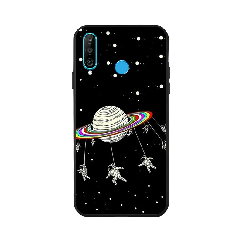 X041 3D DIY Окрашенный черный чехол для huawei P30 Pro P8 Lite Nova 3i 3 4 чехол s Space Moon чехол для телефона huawei mate 10 20X Lite - Цвет: X041