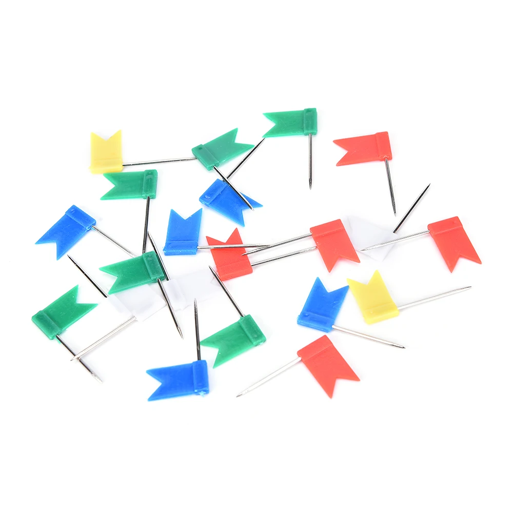 

50PCS Color Flag Push Pins Cork Board Map Drawing Office Home School Supplies