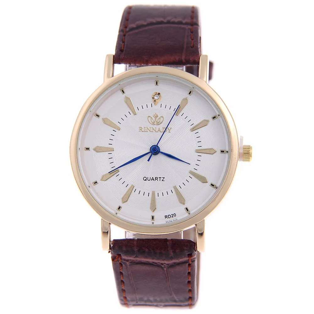 Популярные мужские и женские кварцевые часы R01 Классические деловые с кожаным
