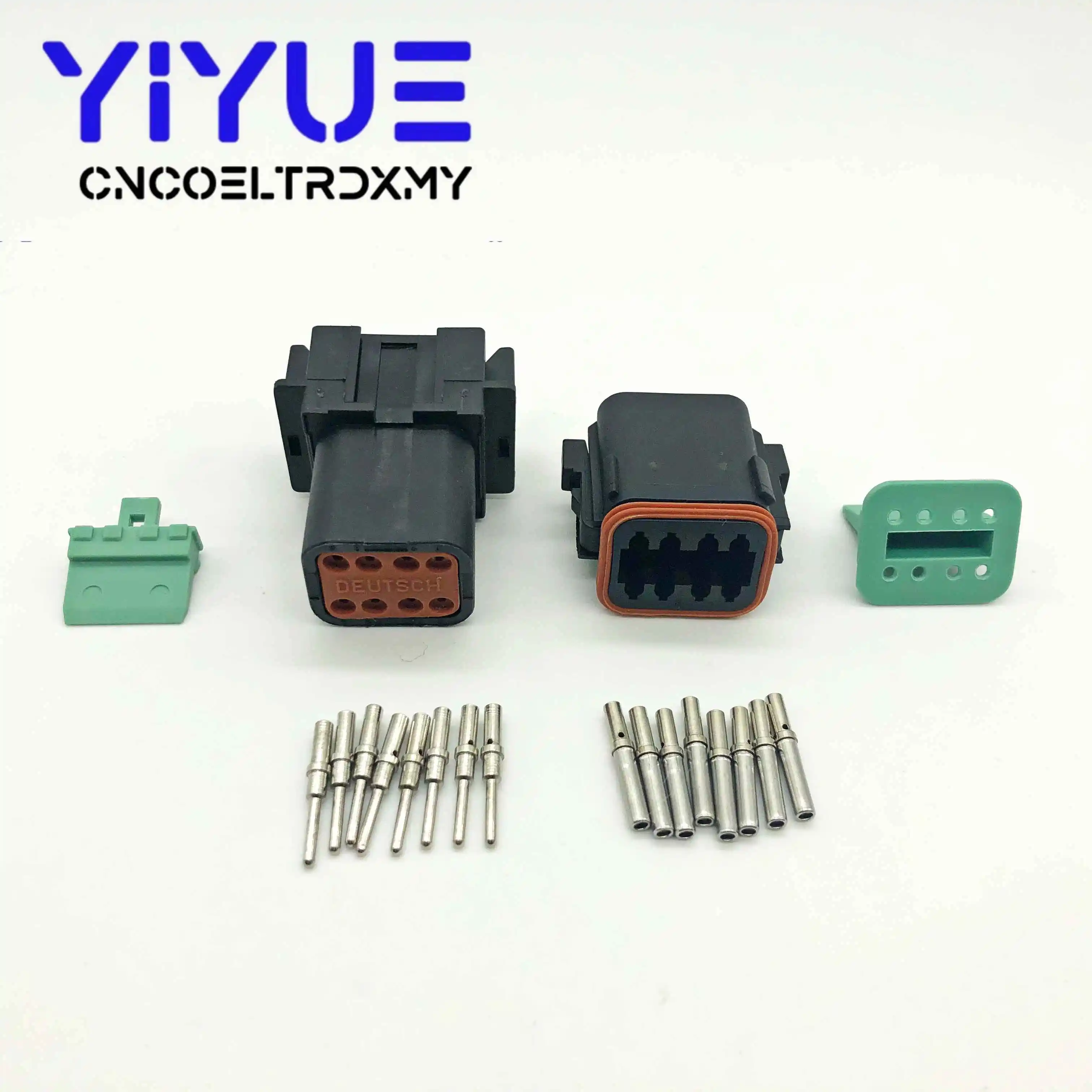 8P black 1 комплект Deutsch DT 2 3 4 6 8 12 Pin мужской женский Авто Водонепроницаемый Разъем Автомобильный герметичный штекер с Твердые штыри Размер 16-20 AWG - Цвет: 8P black