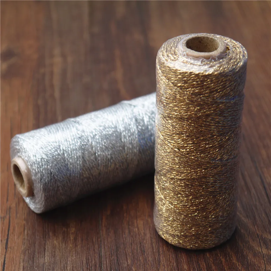 Бейкер шпагат в полоску 110yard12ply полосатый DIY металлик Золотой Серебряный твист веревка Бейкер шпагат Ремесло Подарочная упаковка катушки