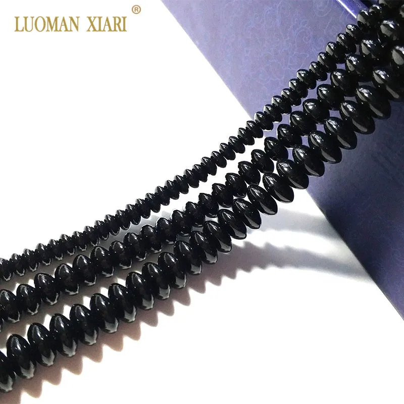 Бусины из натурального камня в форме черного блюдца оникс для самостоятельного изготовления ювелирных изделий ожерелье браслет 4*6/5*8/6*9 мм