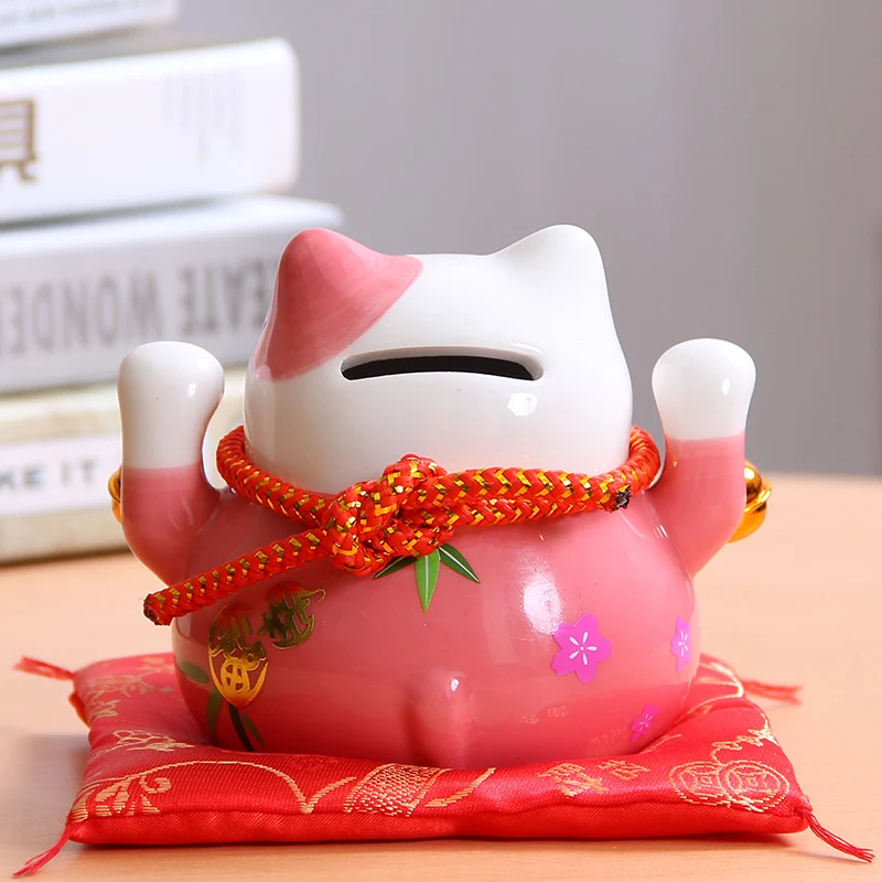 Китайские Рождественские подарки 4,5 дюймов Maneki Neko фарфор Lucky Cat домашний декор украшения Фортуна кошка копилка фэншуй ремесло