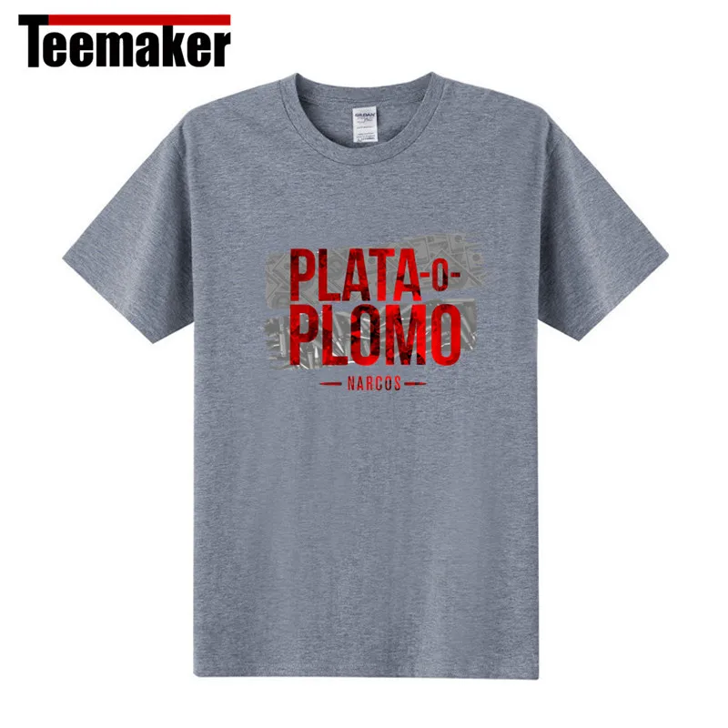 Футболки fla для мужчин go 2017 Plata o Plomo Футболка мужская Narcos Pablo Escobar серебряные или