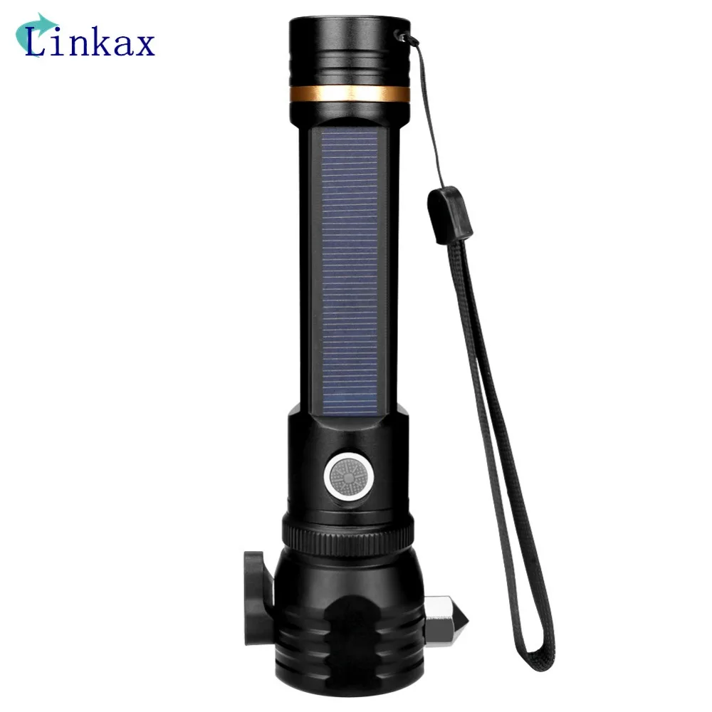 

Встроенный аккумулятор 2000 мАч 18650 USB светодиодный фонарик для солнечной зарядки 450 люменов с магнитом для кемпинга, пешего туризма, ремонта