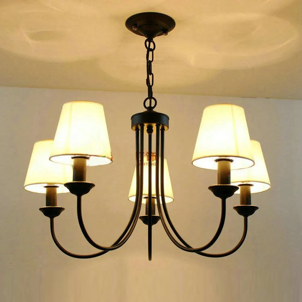 Средиземноморские черные окрашенные железные люстры для гостиной романтическая