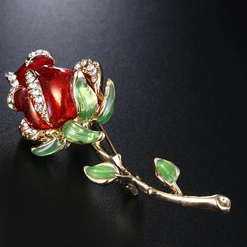 Стразы эмалированная красная Фотолюминесцентная Женская Брошь из сплава в виде