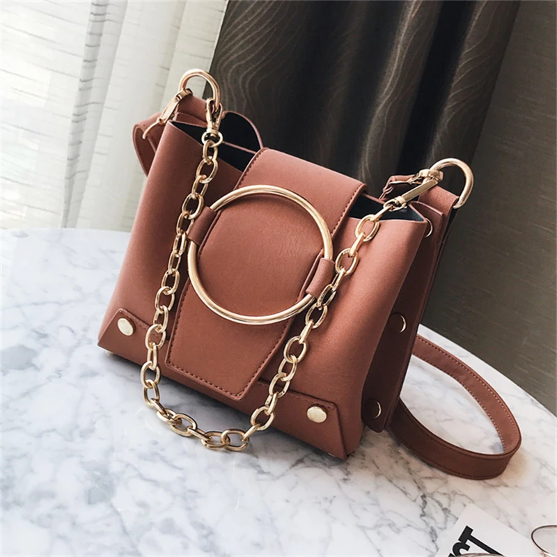 21 Клубная брендовая винтажная женская сумка с металлическим кольцом и цепочками