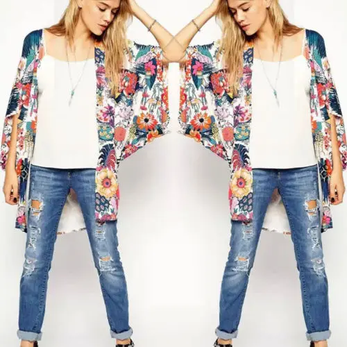 

Fashion Women Floral Loose Shawl Kimono Cardigan Boho Chiffon Tops Blouse Women Clothes