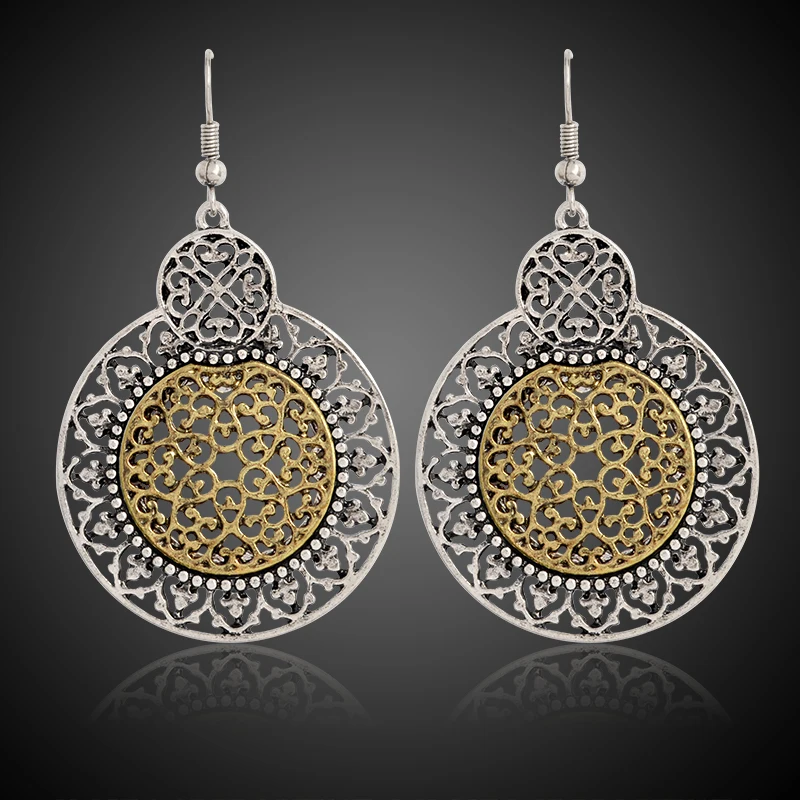 Серьги в стиле бохо полые серьги ретро с узором креативные форме лебедки подарок