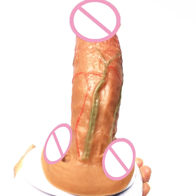 Силиконовый фаллоимитатор больших размеров из натуральной кожи реалистичный на
