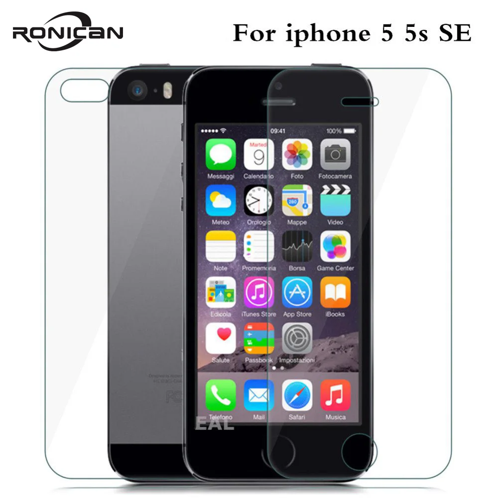2 шт. = переднее и заднее закаленное стекло премиум класса для iPhone 5 5S SE с защитой от