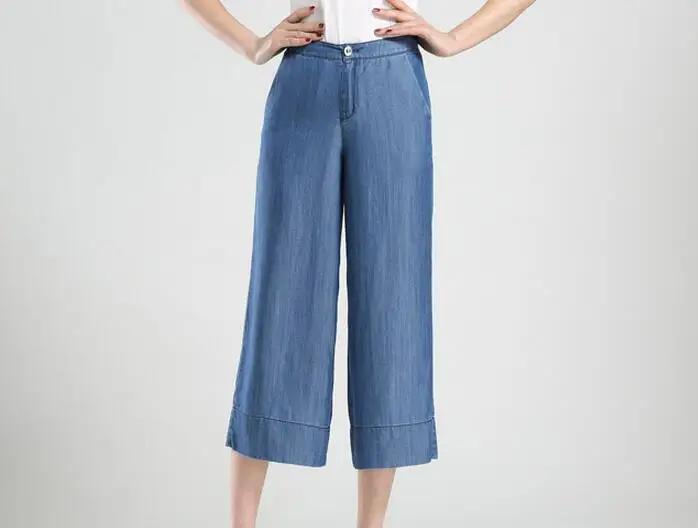 

Sell Like Hot Cakes / Autumn/Winter Women New Fashion Tencel jeans legs High waist pants straight nine points