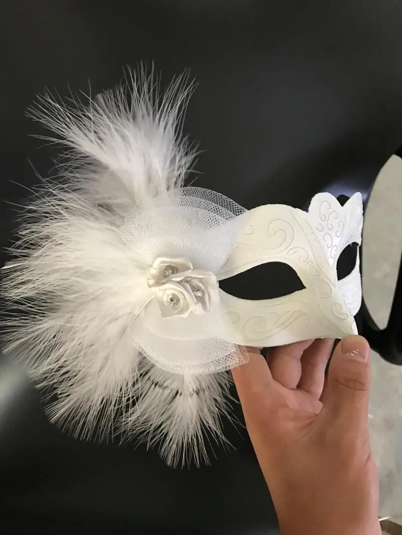 Маска венецианская с перьями и цветами для мужчин женщин вечерняя свадебная на