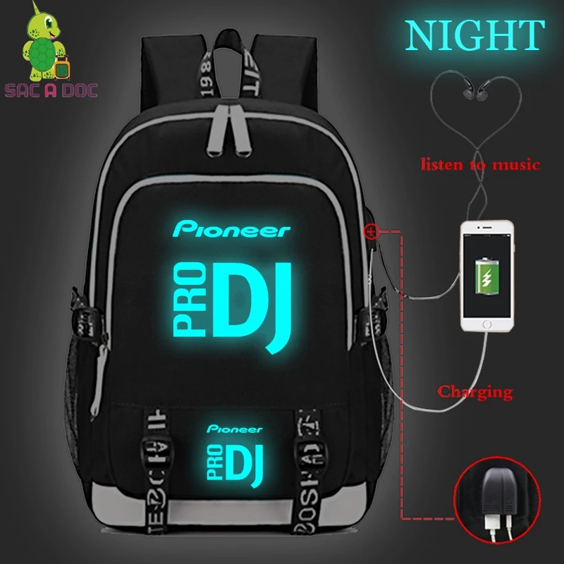 Black backpack Черные рюкзаки Холщовая Сумка Bolsos Para Hombre Mochila Anti Roubo мужской рюкзак для путешествий Pioneer Pro Dj рюкзак Usb зарядка - Цвет: Black backpack